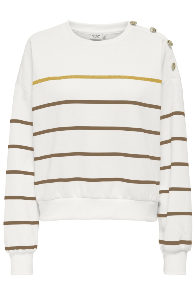 ONLUMA L/S O-NECK STRIPES CS SWT 15353047 CLOUD DANCER/GOLD GLITT